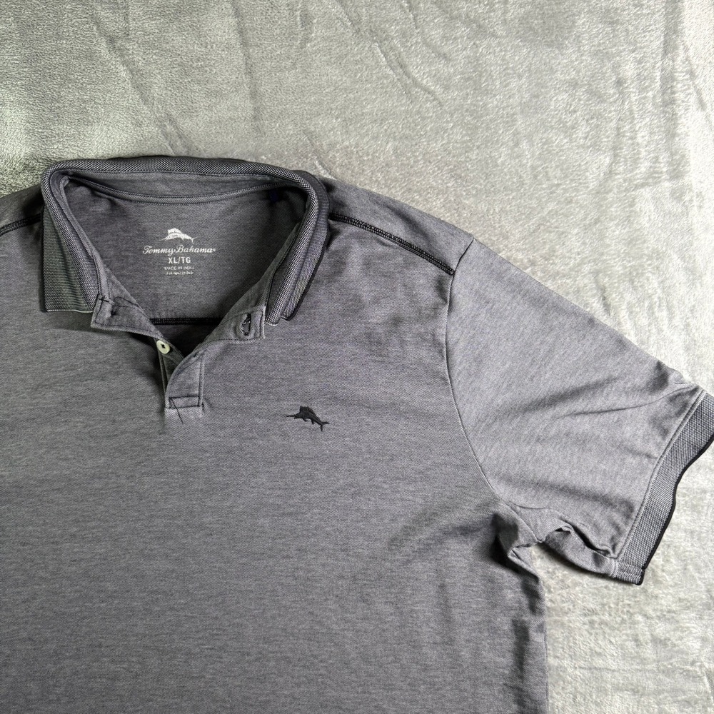 Tommy Bahama Polo Shirt Gray Supima Blend Short Sleeve Golf Casual XL